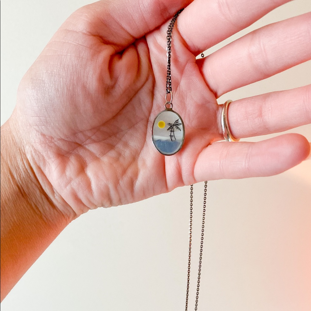 Vintage Beach Pendant Necklace